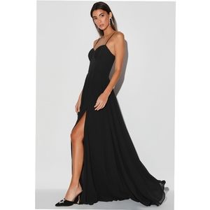 Nwtg Lulu’s Cause for Commotion Black Pleated Bustier Maxi Dress Size L